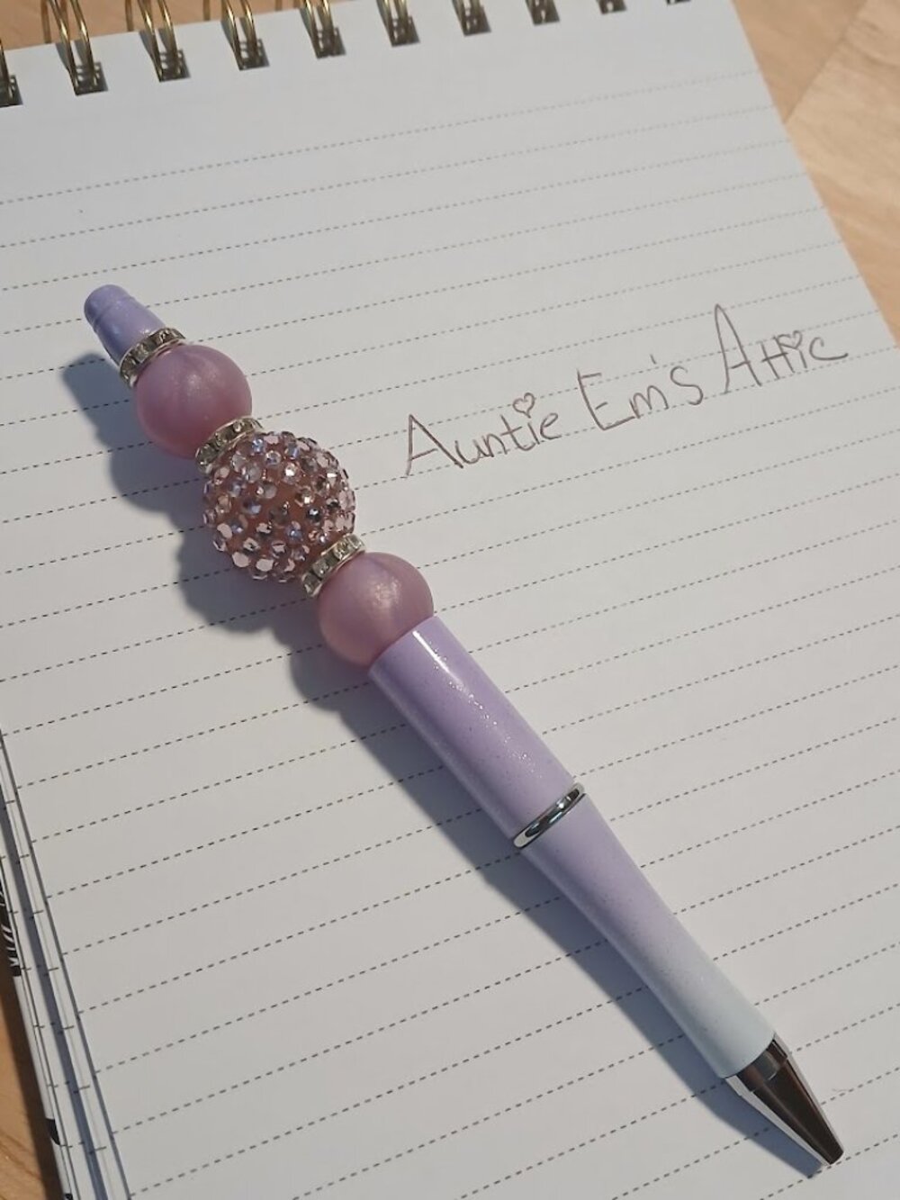Purple Glitter ball beaded pen